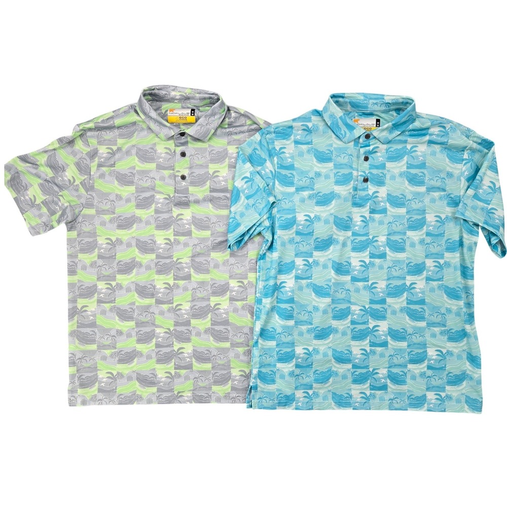 Jack Nicklaus Golden Bear Medium Mens Polo Shirts 2 Pack Tropical Print Golfcore